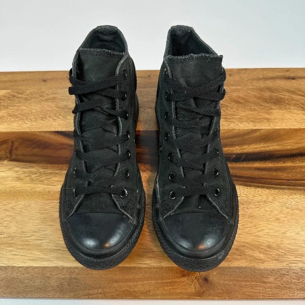 Big Kids Converse Chuck Taylor All Star Hi Top Triple‎ Black Sneakers Size 2 Y
